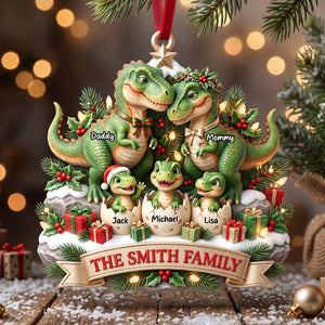 Dinosaur Family Ornament - Personalized Christmas Gifts For Family 04TYTI180826 - Ornament - GoDuckee