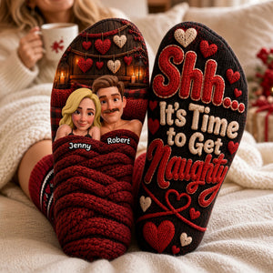 It's Time To Get Naughty Socks - Personalized Christmas Gifts For Couples 03OHTI290926 - Socks - GoDuckee