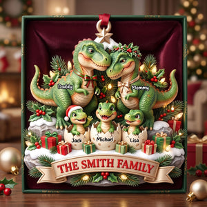 Dinosaur Family Ornament - Personalized Christmas Gifts For Family 04TYTI180826 - Ornament - GoDuckee
