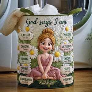 Lovely Birth Flower Quilted Laundry Basket - Personalized Gifts For Girls 05qhti170726 - Laundry Basket - GoDuckee