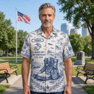 Veteran Celebrate America 250th Anniversary Toile De Jouy Hawaiian Shirt - Personalized Gifts For Veterans 01huti180626 - Hawaiian Shirts - GoDuckee