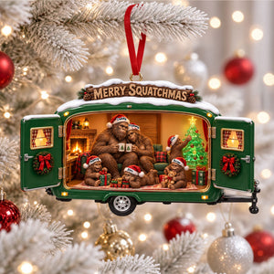 Cozy Camping Bigfoot Family Ornament - Personalized Christmas Gifts For Camping & Bigfoot Lovers 02qhti131026 - Ornament - GoDuckee