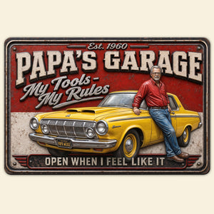 Retro Car Garage Dad Metal Sign - Personalized Custom Photo Gifts For Dads 03HUTI200526 - Metal Signs - GoDuckee