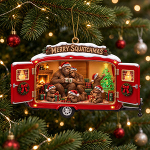 Cozy Camping Bigfoot Family Ornament - Personalized Christmas Gifts For Camping & Bigfoot Lovers 02qhti131026 - Ornament - GoDuckee