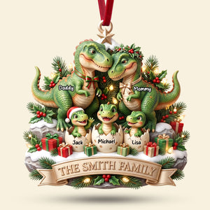 Dinosaur Family Ornament - Personalized Christmas Gifts For Family 04TYTI180826 - Ornament - GoDuckee