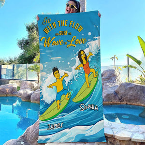 Personalized Gifts For Couple Beach Towel 06XQDC080724TM Surfing Summer Beach - Beach Towel - GoDuckee