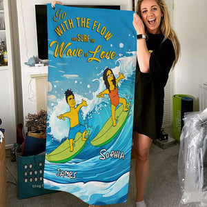 Personalized Gifts For Couple Beach Towel 06XQDC080724TM Surfing Summer Beach - Beach Towel - GoDuckee