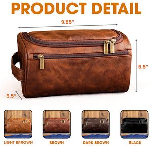 (BFF) Personalized Leather Toiletry Bag - Toiletry Bag - GoDuckee