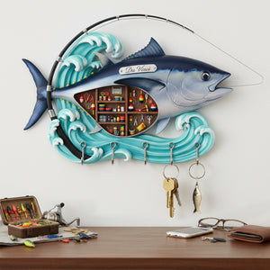 Fishing Gear Corner Key Hanger - Personalized Gift For Fishing Lovers 03KILU101225 - Wood Sign - GoDuckee