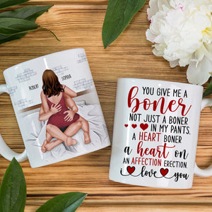 You Give Me A Boner-Personalized Coffee Mug- Gift For Him/ Gift For Her- Couple Coffee Mug - Coffee Mug - GoDuckee