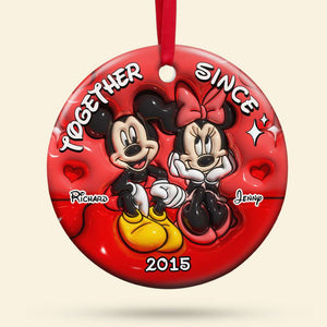 Together Since, Couple Gift, Personalized Ceramic Ornament, Mouse Couple Ornament, Christmas Gift 06NAHN261023 - Ornament - GoDuckee