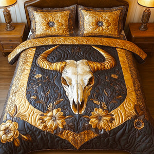 Western Cow Skull Quilt Bedding Set Special Line 04TGDT230125 - Blanket - GoDuckee