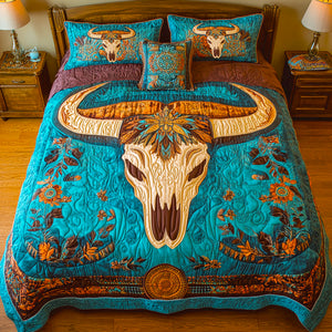 Western Cow Skull Quilt Bedding Set Special Line 04TGDT230125 - Blanket - GoDuckee