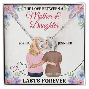 The Love Between A Mother & Daughter, Personalized Interlocking Hearts Necklace- Gift For Mom- Mom Necklace - Jewelry - GoDuckee
