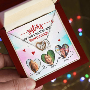 Sisters Are Tied Together With Heartstrings, Personalized 05HUTN231223 Interlocking Hearts Necklace - Jewelry - GoDuckee