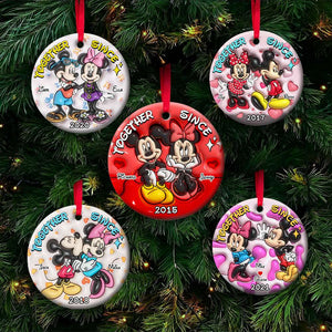 Together Since, Couple Gift, Personalized Ceramic Ornament, Mouse Couple Ornament, Christmas Gift 06NAHN261023 - Ornament - GoDuckee