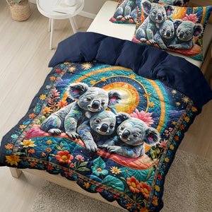 Personalized Gifts For Mom Quilt Bed Set Koala & Little Ones 05KALU220125 - Blanket - GoDuckee