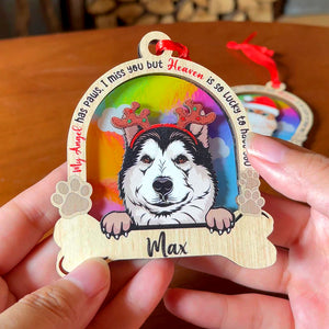 I Miss You But Heaven Is So Lucky To Have You, Personalized Wood Ornament, Gifts For Dog Lovers, Christmas Gifts - Ornament - GoDuckee