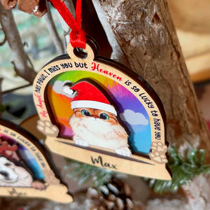I Miss You But Heaven Is So Lucky To Have You, Personalized Wood Ornament, Gifts For Cat Lovers, Christmas Gifts - Ornament - GoDuckee