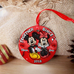 Together Since, Couple Gift, Personalized Ceramic Ornament, Mouse Couple Ornament, Christmas Gift 06NAHN261023 - Ornament - GoDuckee
