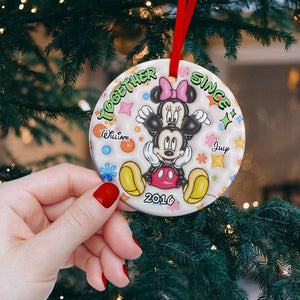 Together Since, Couple Gift, Personalized Ceramic Ornament, Mouse Couple Ornament, Christmas Gift 06NAHN261023 - Ornament - GoDuckee