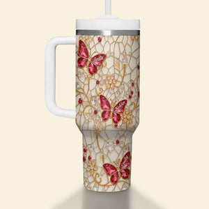 Sparkling Butterfly Floral 40oz Tumbler - Personalized Gifts For Mom 03kimg180326 - Tumbler Cup - GoDuckee