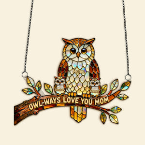 Owl Mom Suncatcher Ornament Personalized Mother's Day Gifts 02KIMG030326 - Ornament - GoDuckee