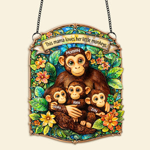 Monkey Mom Suncatcher Ornament Personalized Mother's Day Gifts 06TOMG030326 - Ornament - GoDuckee