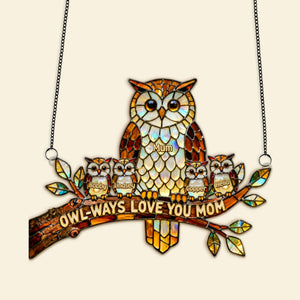 Owl Mom Suncatcher Ornament Personalized Mother's Day Gifts 02KIMG030326 - Ornament - GoDuckee