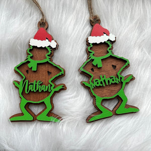 Gift For Family, Couple, Friends, Personalized 2 Layer Wood Ornament, Custom Name Green Monster Ornament, Christmas Gift 01ACDT031123 - Ornament - GoDuckee
