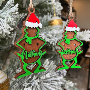 Gift For Family, Couple, Friends, Personalized 2 Layer Wood Ornament, Custom Name Green Monster Ornament, Christmas Gift 01ACDT031123 - Ornament - GoDuckee
