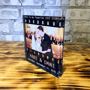 Custom Photo Gifts For Couple Personalized Custom Shaped Acrylic Plaque Ours Is My Favorite Love Story - Decorative Plaques - GoDuckee