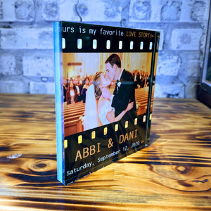 Custom Photo Gifts For Couple Personalized Custom Shaped Acrylic Plaque Ours Is My Favorite Love Story - Decorative Plaques - GoDuckee