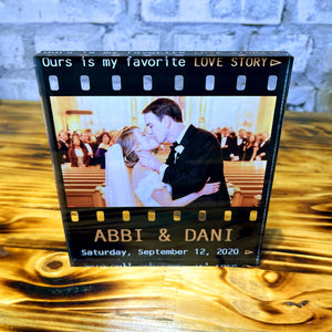 Custom Photo Gifts For Couple Personalized Custom Shaped Acrylic Plaque Ours Is My Favorite Love Story - Decorative Plaques - GoDuckee