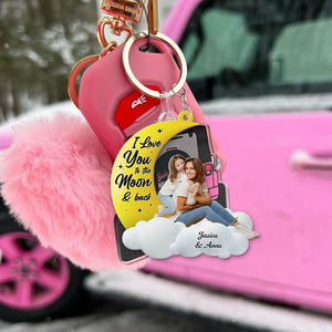 Custom Photo Gifts For Mothers & Fathers Keychain I Love You To The Moon & Back - Keychains - GoDuckee