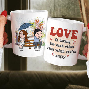 Love Is Caring For Each Other Even When You're Angry Personalized Coffee Mug Gift For Couple - Coffee Mug - GoDuckee