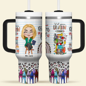 Teacher Fuel-Personalized 40oz Tumbler With Handle-Gift For Teacher- Teacher Tumbler - Tumbler Cup - GoDuckee