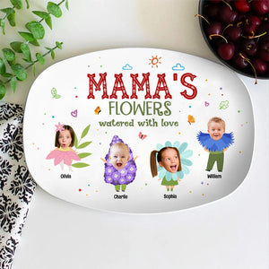 Custom Photo Gift For Mama Resin Plate Mama's Flowers Watered With Love - Resin Plate - GoDuckee