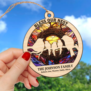 Bird Family Personalized Suncatcher Ornament, Christmas Gift For Family - Ornament - GoDuckee