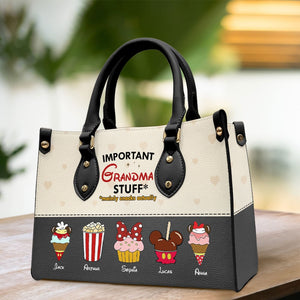 Personalized Gifts For Grandma Leather Bag Important Grandma Stuff 05QHTI200224 - Leather Bags - GoDuckee