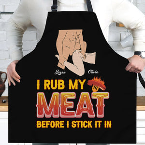 Personalized Gifts For Couples Aprons I Rub My Meat Before I Stick It In - Aprons - GoDuckee