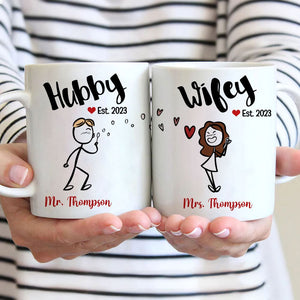 Hubby Wifey - Personalized Couple Mug Set - Gift For Couple - Coffee Mug - GoDuckee