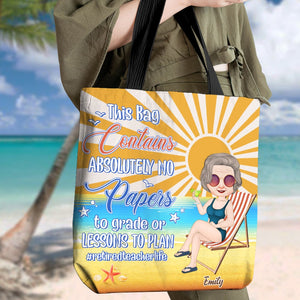 Teacher, This Bag Contains Absolutely No Papers To Grade, Teacher Tote Bag, Personalized Tote Bag, Gift For Teacher - Tote Bag - GoDuckee