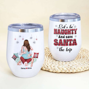 Let's Be Naughty And Safe Santa The Trip, Couple Gift, Personalized Mug, Funny Couple Coffee Mug, Christmas Gift - Coffee Mug - GoDuckee