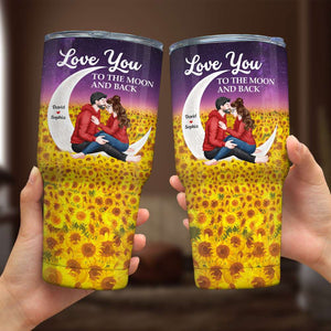 Personalized Gifts For Couple Tumbler Cup Love You To The Moon And Back - Drinkware - GoDuckee