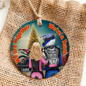 Motocross Couple - We're Together - We're A Team, Personalized Ornament, Gifts For Couple - Ornament - GoDuckee