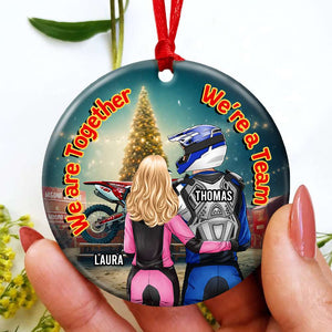 Motocross Couple - We're Together - We're A Team, Personalized Ornament, Gifts For Couple - Ornament - GoDuckee