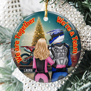 Motocross Couple - We're Together - We're A Team, Personalized Ornament, Gifts For Couple - Ornament - GoDuckee