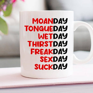 Couple, Moanday, Tongueday, Wetday, Personalized Mug, Gift For Couple - Coffee Mug - GoDuckee