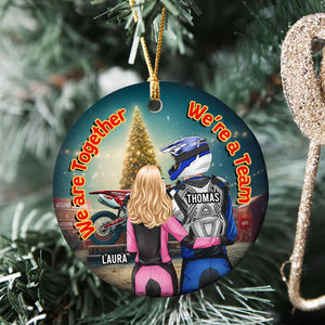 Motocross Couple - We're Together - We're A Team, Personalized Ornament, Gifts For Couple - Ornament - GoDuckee